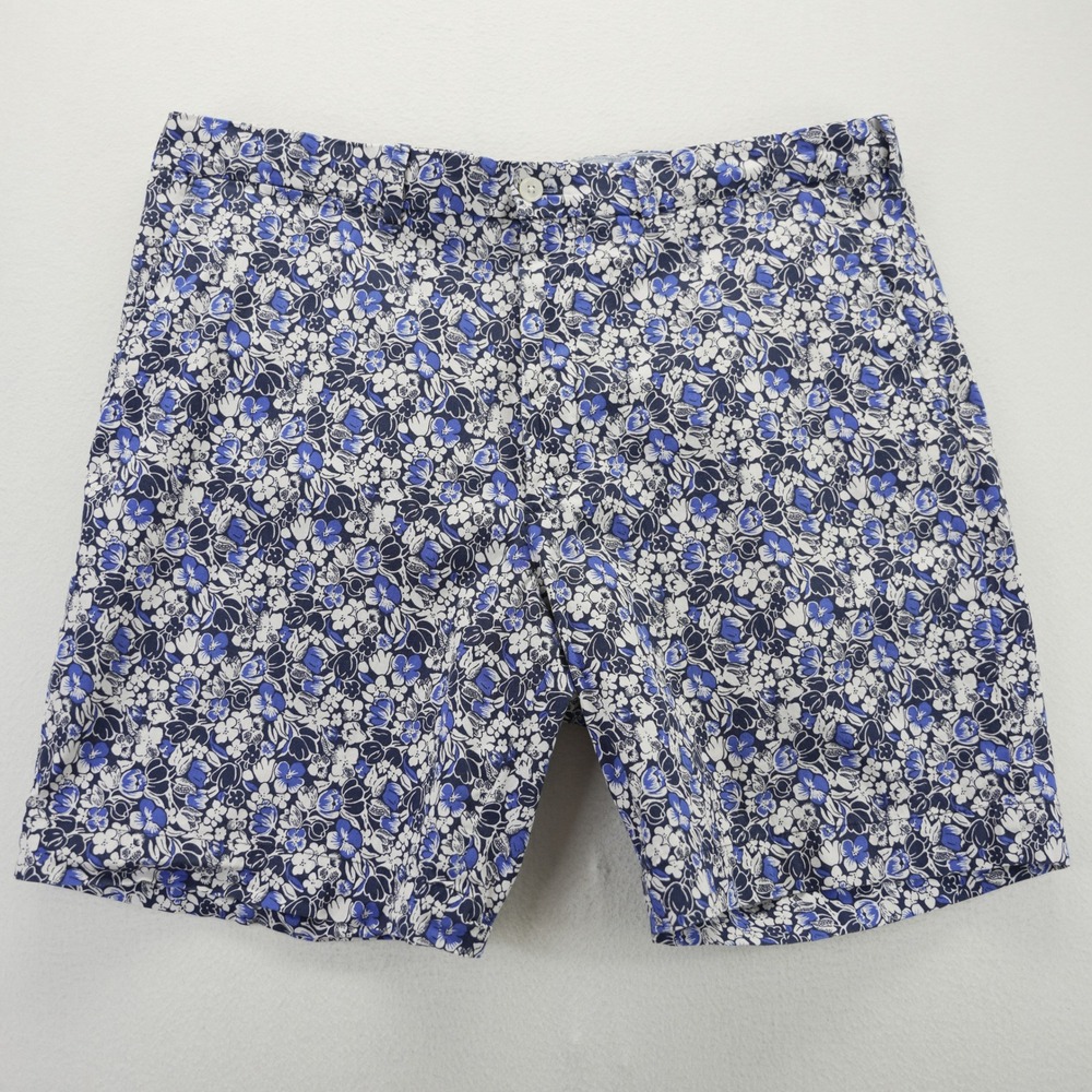 Polo Golf Ralph Lauren Mens 38 Floral Shorts Blue White Classic Fit Cotton Blend - Picture 1 of 9